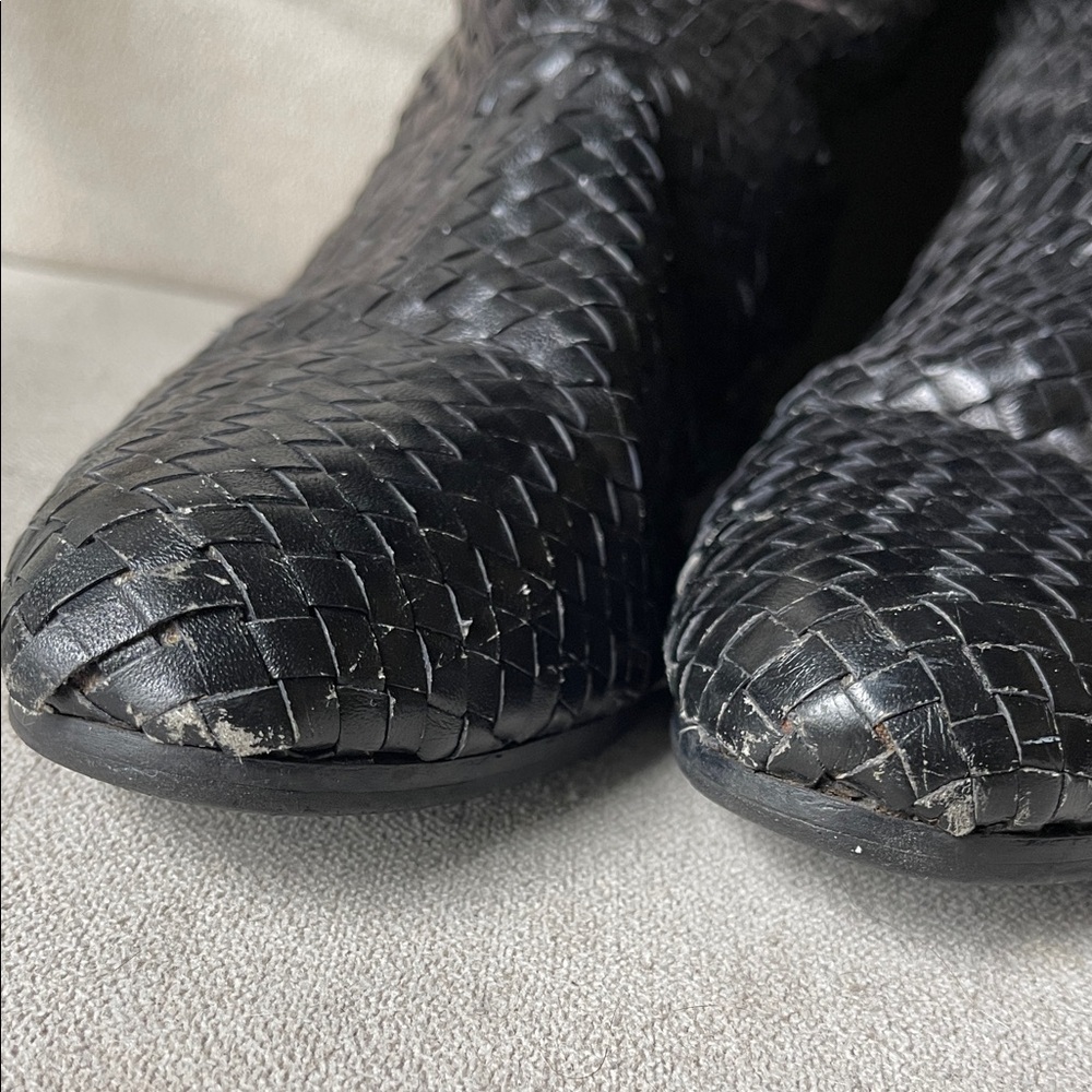 Vintage Black Basket Weave Knee High Boots - Picture 3 of 6
